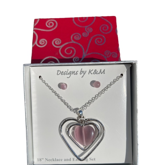 Designs by K&M 18" Necklace and Earrings Set Silver tone - Picture 4 of 4